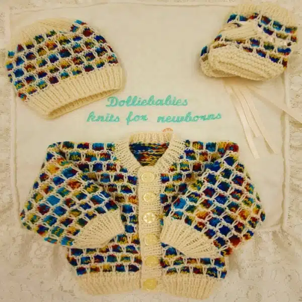 Mosaic look cardigan set knitting pattern