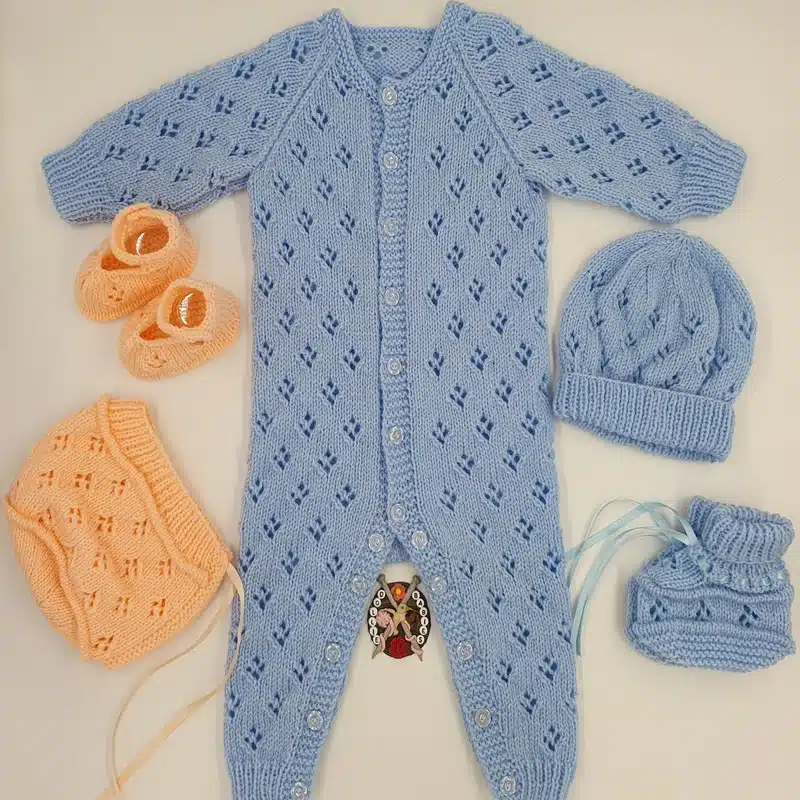 Knitting Pattern 106 - Lacy All-In-One Romper Set