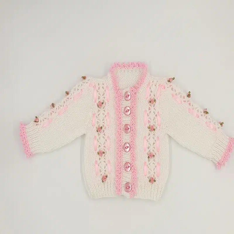 Knitting Pattern 110 - Girls Ribbon Cardigan