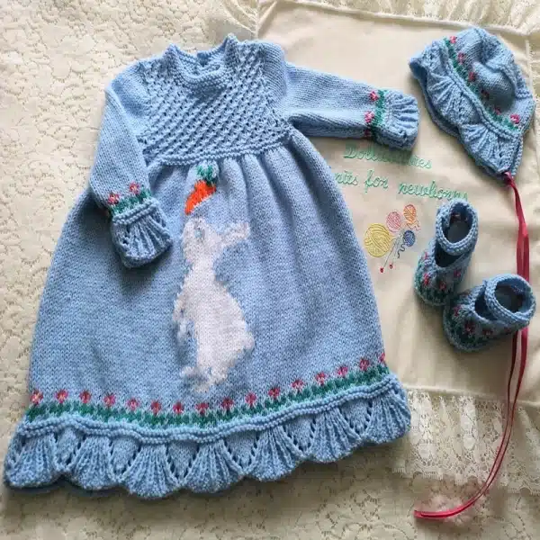 Bunny dress baby knitting pattern