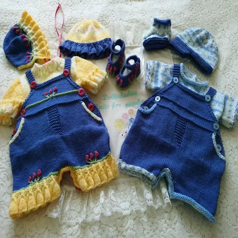 Knit Patt 078 - Boys & Girls Dungaree Shorts Set