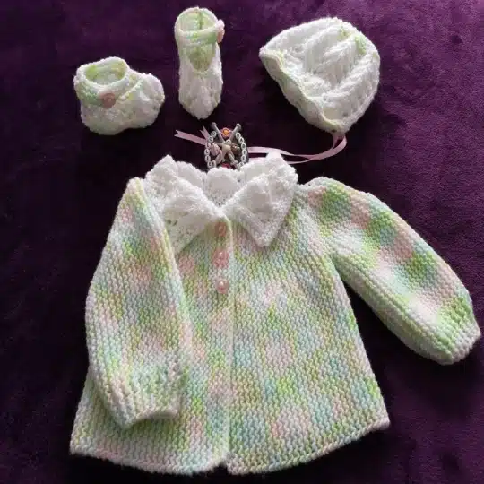 sideways knitted baby cardigan knitting pattern