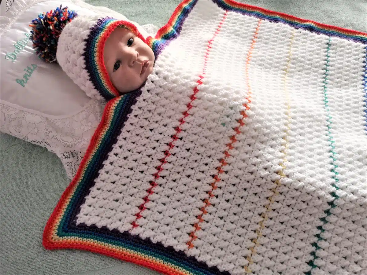 Crochet Pattern 003 - Rainbow Baby Blanket & Hat