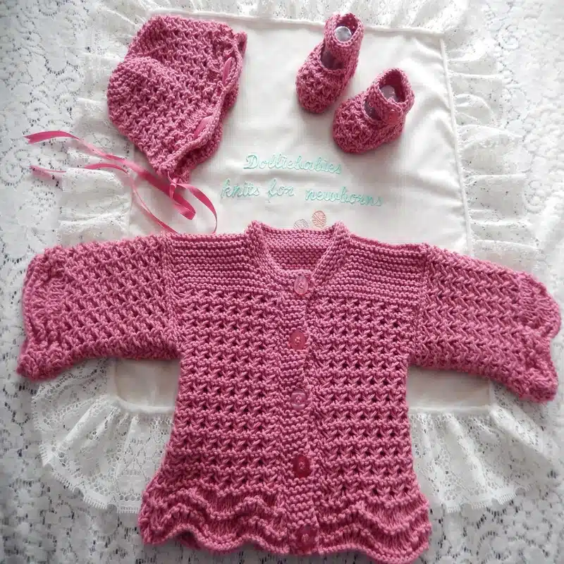 Knitting Pattern 053 - Girls Lacy Cardigan Set