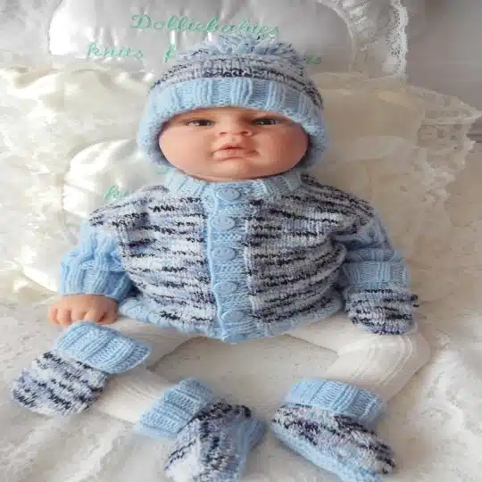 Boy's ribbed sleeve cardigan set knitting pattern