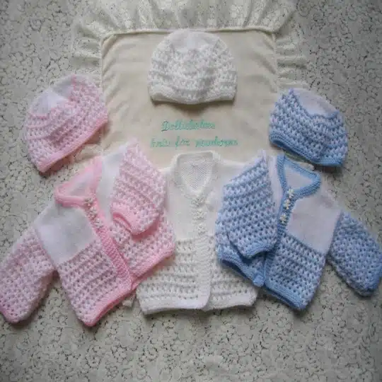 Unisex baby lacy cardigan knitting pattern